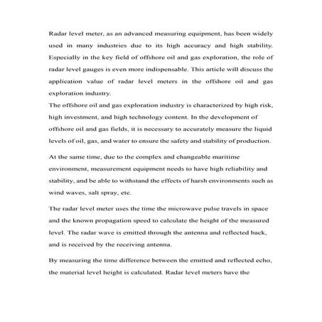 Application Of Radar Level Gauge In Offshore Oil And Gas Extraction Industry