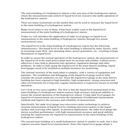 Application Of Radar Level Meter In Liquid Level Measurement In Main Building...