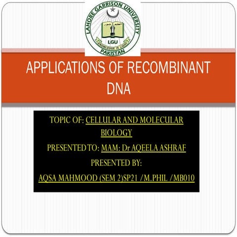 APPLICATION OF RECOMBINANT DNA details.pptx
