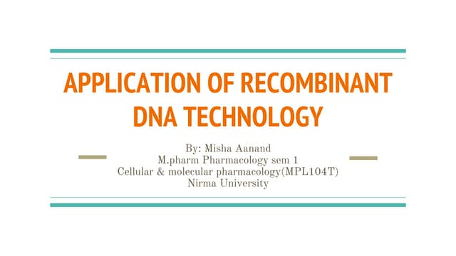 Recombinant DNA Technology | PPTX