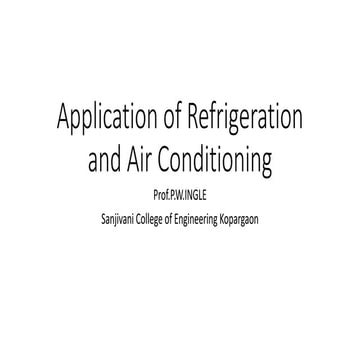 Application of refrigeration and air conditioning PWI
