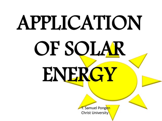 Application of Solar Energy - Environmental Studies BBA (Honors)