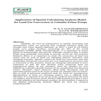 ASSESSMENT OF URBAN DYNAMICS IN LAND USE AND DEMOGRPAHY USING GIS ...