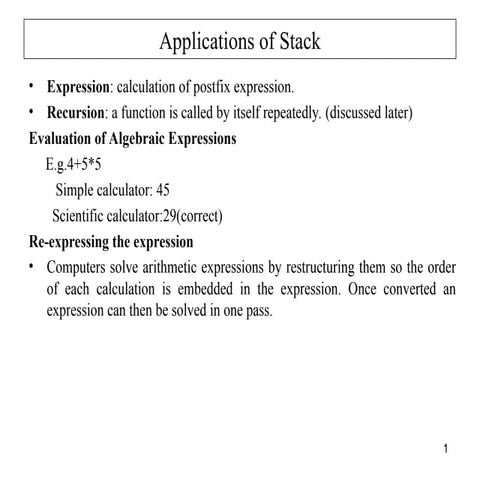 Unit I - Evaluation of expression | PPTX