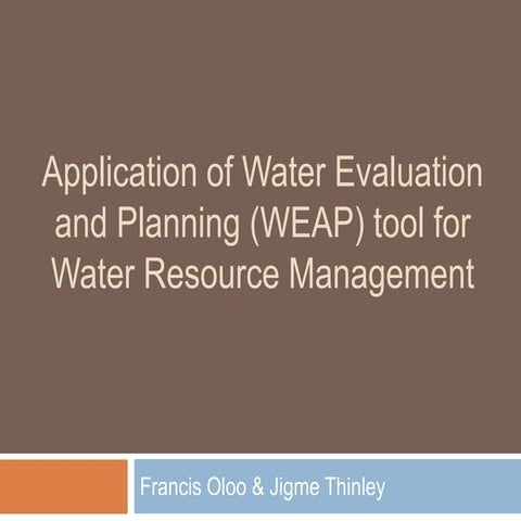 Application of water evaluation and planning (WEAP)