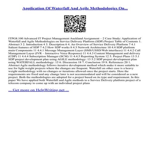 Application Of Waterfall And Agile Methodologies On...