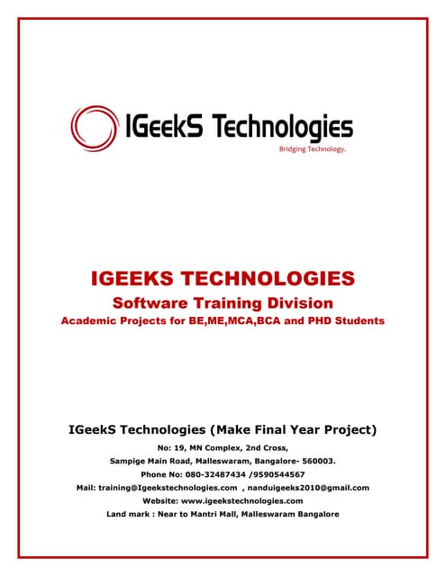 final year diploma projects training institutes bangalore