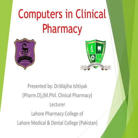 Applications computers in field of Pharmacy.pptx