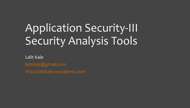 Application Security Tools