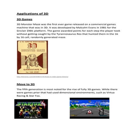 Applications of 3 d task 1 3d the basics