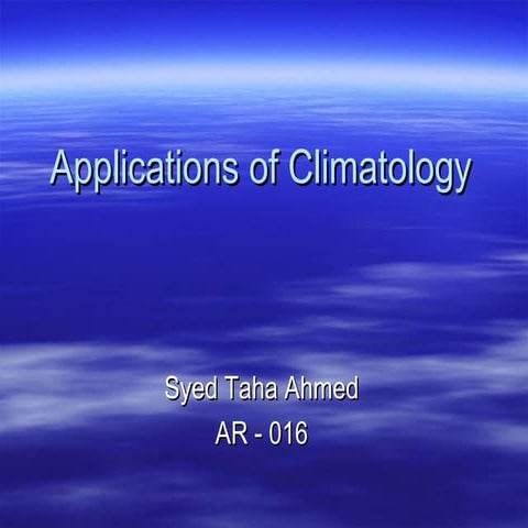 Applications of climatology