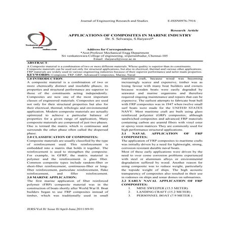 Applications of composites in marine industry