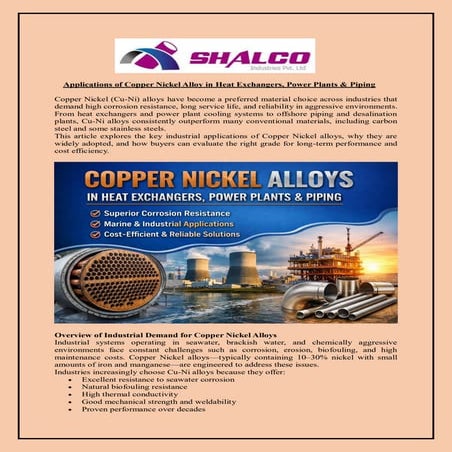 Applications of Copper Nickel Alloy in Heat Exchangers, Power Plants ...
