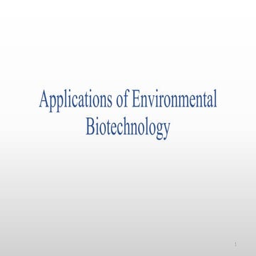 Applications of Environmental Biotechnology