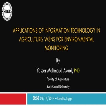 Applications of information technology in agriculture ws ns for environmental...