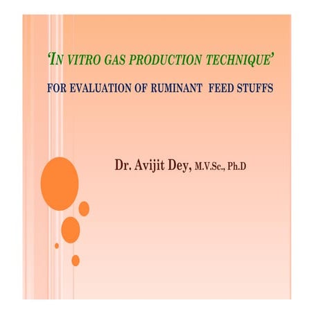 Applications of in vitro gas production technique. Avijit Dey. 4th June.2014