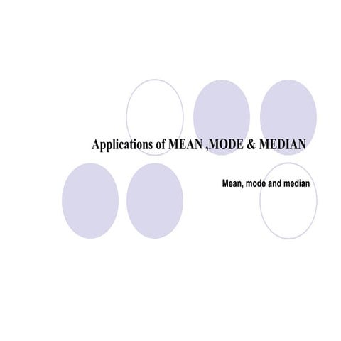 Applications of mean ,mode & median | PPT