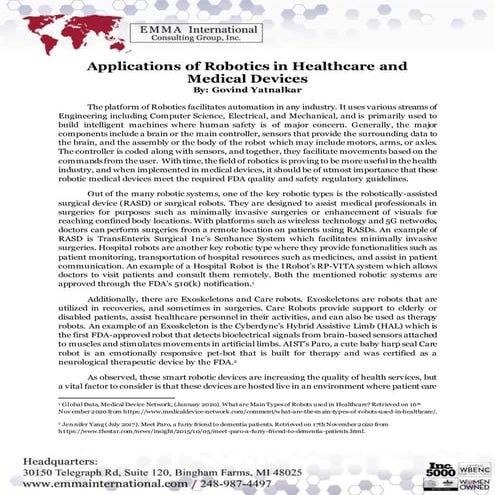 Applications of robotics in healthcare and medical devices | DOCX