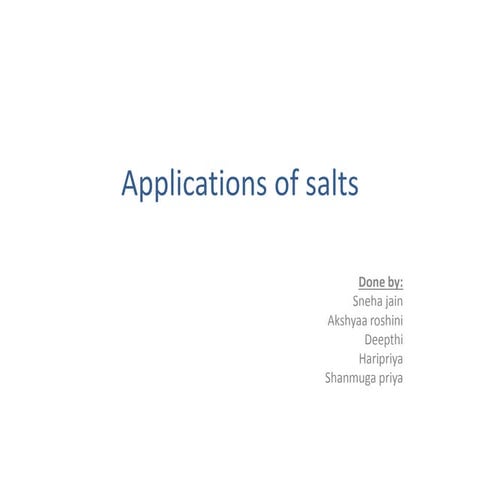 Applications of salts