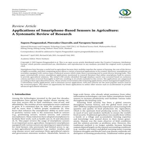 Applications of smartphone based sensors in agriculture a systematic review o...