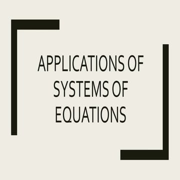 Applications of systems of equations