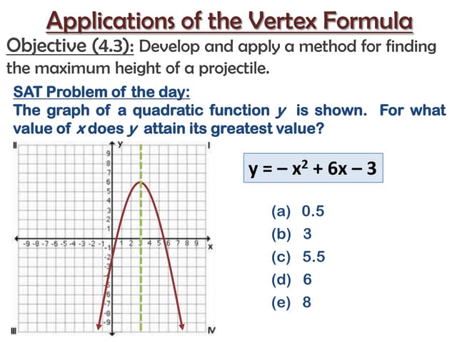 Applications of the vertex formula edit | PPTX