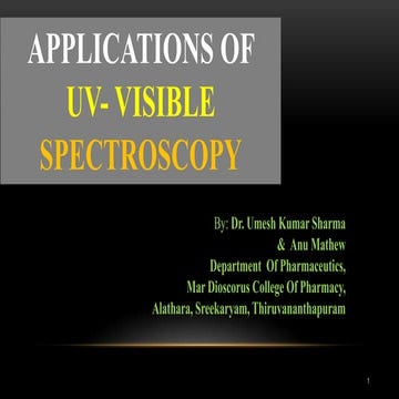 Applications of uv spectroscopy, by Dr. Umesh Kumar Sharma and Anu Mathew