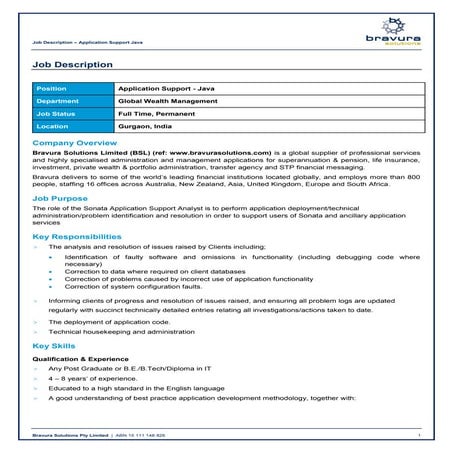 Application support java | PDF
