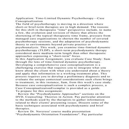 Application Time Limited Dynamic Psychotherapy Case Conceptualiza docx