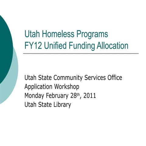 Utah Homeless Programs Unified Funding 2012