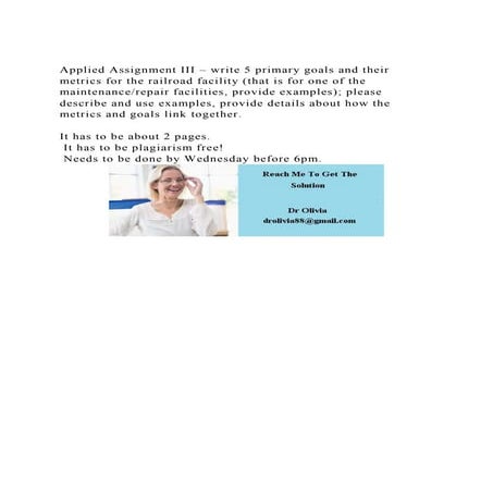 Applied Assignment III – write 5 primary goals and their metrics f.docx