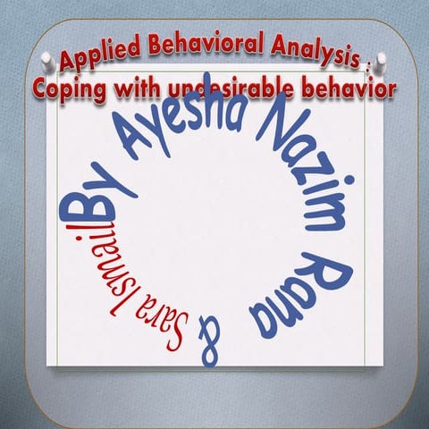 Applied behavioral analysis (introduction)