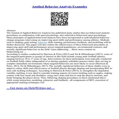 Applied Behavior Analysis Examples