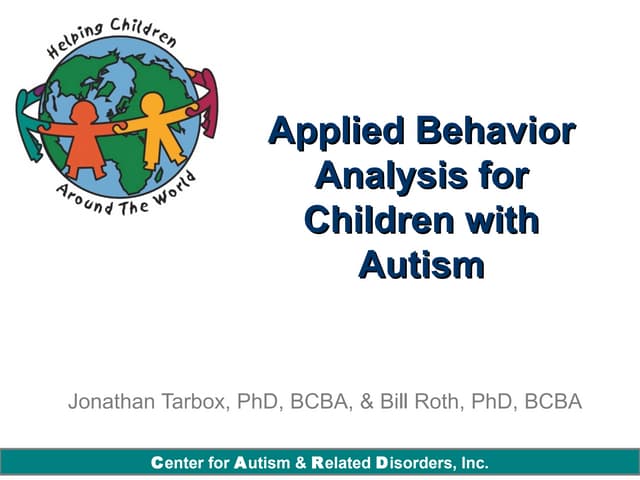 Applied Behavior Analysis For Children With Autism Ppt Applied Behavior Analysis For Children With Autism Ppt