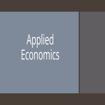 Applied Economics. Introduction to economics.