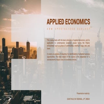 Applied economics introduction to economics   abm specialized subject