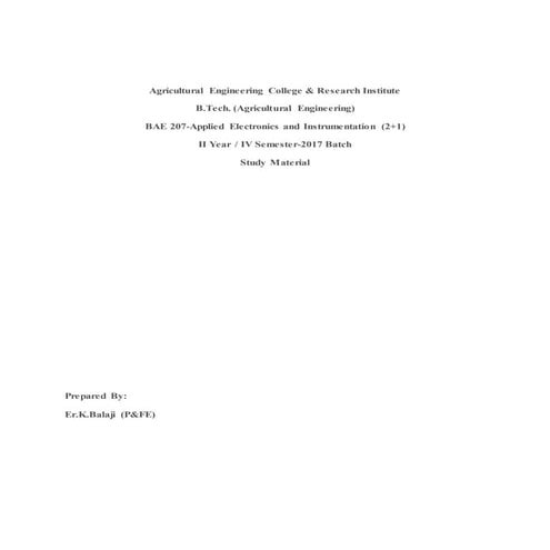 Basic of Electronics study  materials