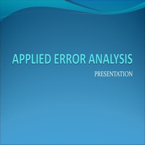 Applied error analysis