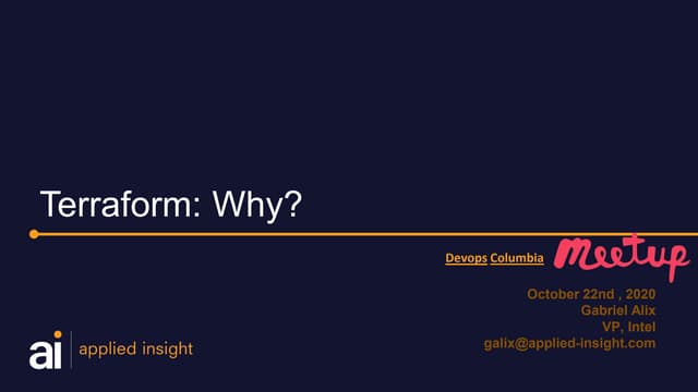 Devops Columbia October 2020 - Gabriel Alix: A Discussion on Terraform
