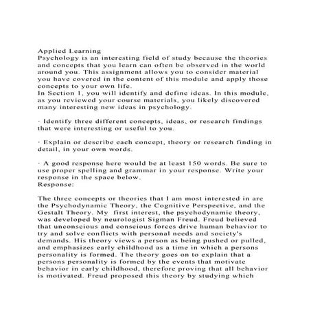 Applied LearningPsychology is an interesting field of study be.docx