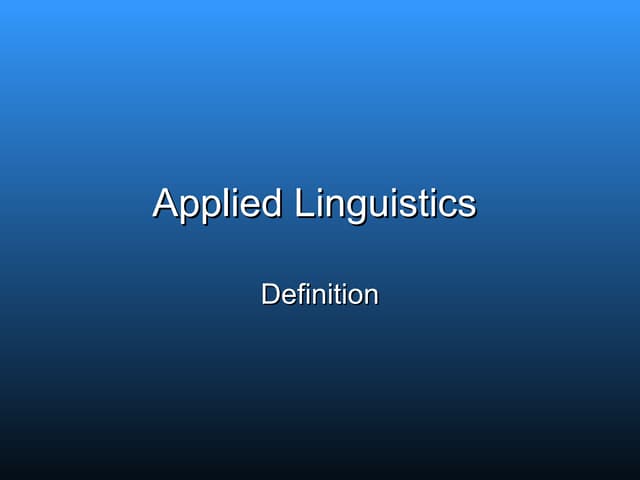 Applied linguistics