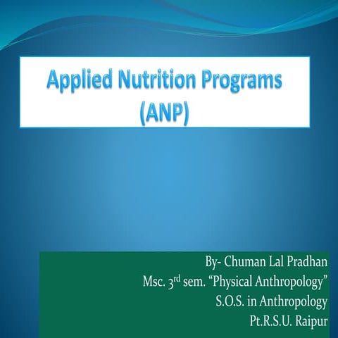 Applied nutritional programme | PPTX | Nutrition | Healthy Living