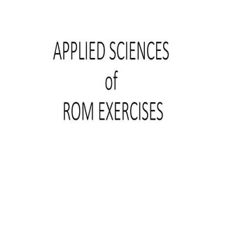 Applied sciences of rom exercises