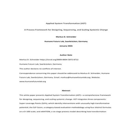 Applied Systems Transformation AST White Paper Markus D. Schneider ...