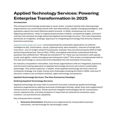 Applied Technology Services: Powering Enterprise Transformation in 2025