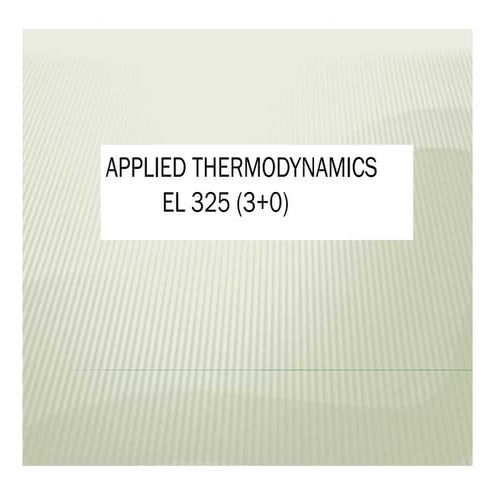 Applied thermodynamics(lecture 1)