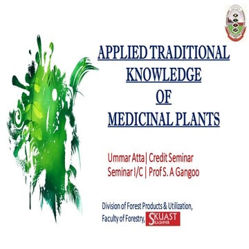 Applied traditional knowledge of medicinal plants | PDF