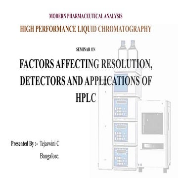 RESOLUTION AND APPLICATIONS OF HPLC