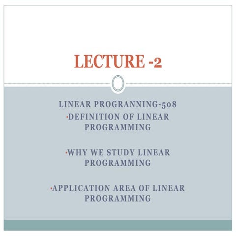 Applications of linear Programming | PPT