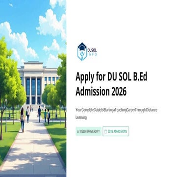 DU SOL B.Ed Admission 2026: Flexible Distance Learning for Aspiring ...